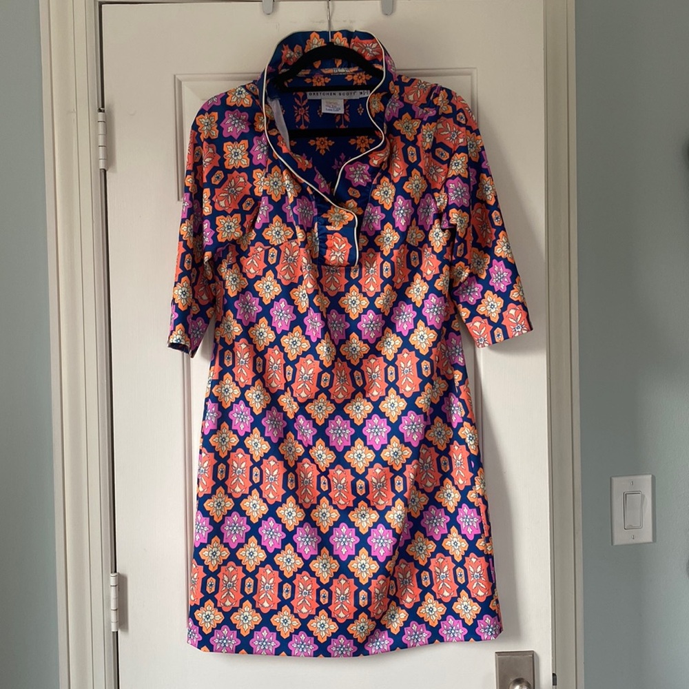 Gretchen Scott ruffle neck dress